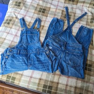 2 Pair H&M Denim Overalls, Size 2, Like New